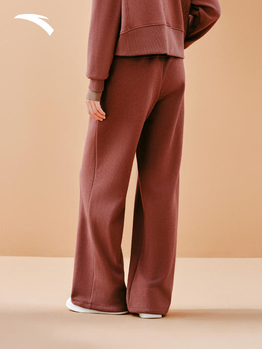 安踏女式休闲阔腿提花加绒弯刀运动长裤162547310N 商品图1