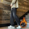 D110779加绒牛仔裤秋冬季垂感宽松复古直筒休闲潮牌裤子 商品缩略图4