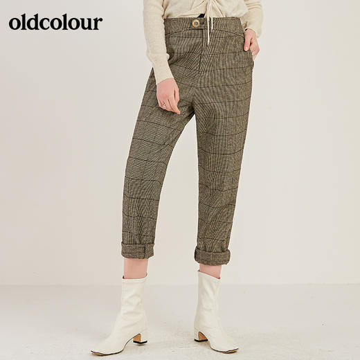 oldcolour商场同款时尚气质高腰显瘦格子休闲裤M41073180 商品图0