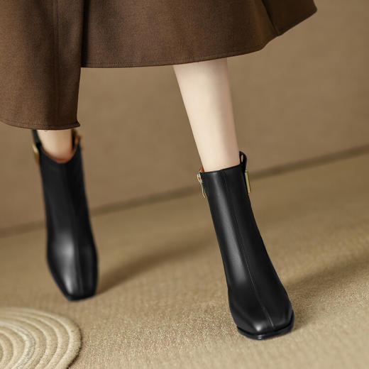 【预售5天】复古粗跟中筒靴，百搭时尚气质方头高跟单靴LD&6174 商品图2