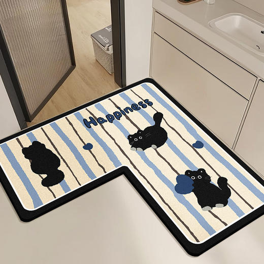 【卡通L型浴室地垫】卫生间门口防滑脚垫 洗漱台下吸水速干硅藻泥地垫  商品图0
