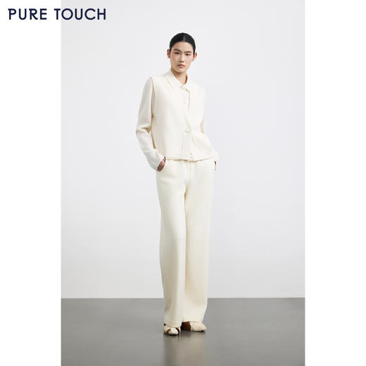 商场同款PURE TOUCH女装25冬新款绵羊毛针织开衫马甲一粒扣毛背心 商品图1