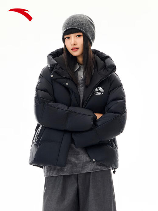 安踏【关晓彤同款】多彩羽绒服丨防泼水保暖外套女面包棉服162548903N 【防泼水】基础黑-3 商品图0