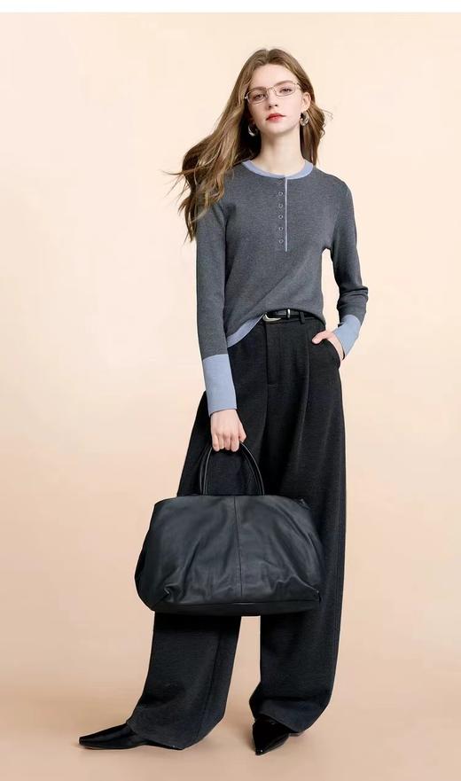 D110763秋冬季设计感拼色假两件针织衫毛衣 商品图4