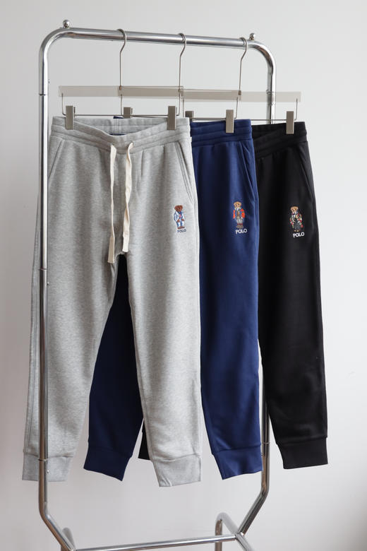 R.L 秋冬款小熊刺绣 加绒收口长裤卫裤 WK839 商品图0