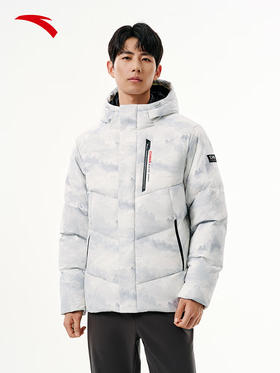 安踏【商场同款】六度芯 火山岩防泼水男长款羽绒服152547943N 纯净白/满地印-1