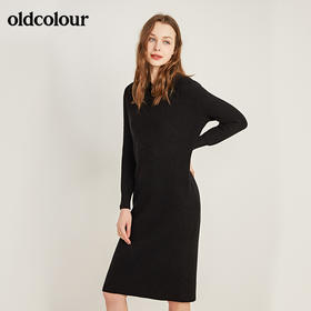 oldcolour冬季打底气质纯色百搭针织连衣裙M43106374