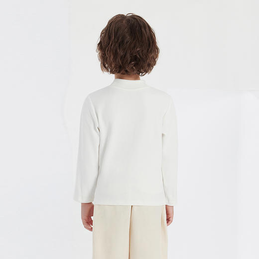 英氏儿童打底衫男女童半高领长袖针织衫纯色秋冬季打底T恤 商品图2