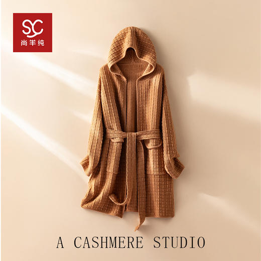 时尚连帽羊绒开衫女加厚针织外套秋冬宽松 商品图0
