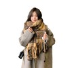 复古学院风咖啡色围巾女冬季马海毛百搭披肩高级感美拉德毛绒围脖 商品缩略图4