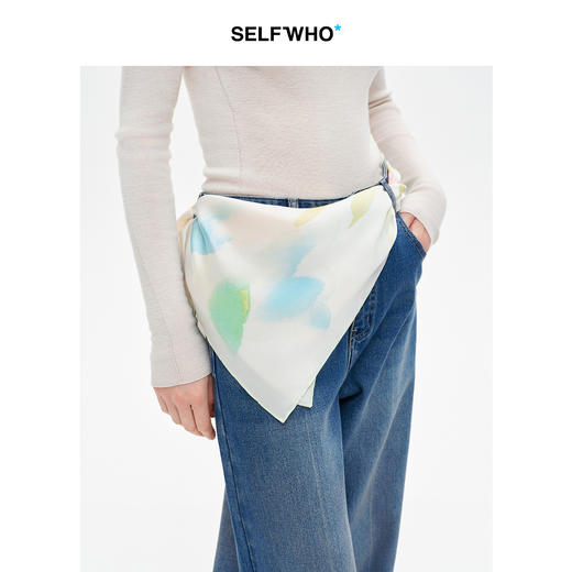 SELFWHO设计师原创100%桑蚕丝波梨花丝巾（65*65） 商品图0