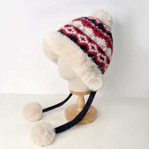 🌈报告！我先5G过圣诞啦🎄全方位保暖的时髦冬天，保暖护耳毛绒💪【美莞尔费尔岛提花加绒针织帽】🔥方圆脸天菜！秋冬氛围感的神！  商品图2