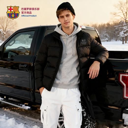 【官方正版】巴塞罗那俱乐部｜巴萨黑色羽绒服秋冬款保暖外套 商品图0