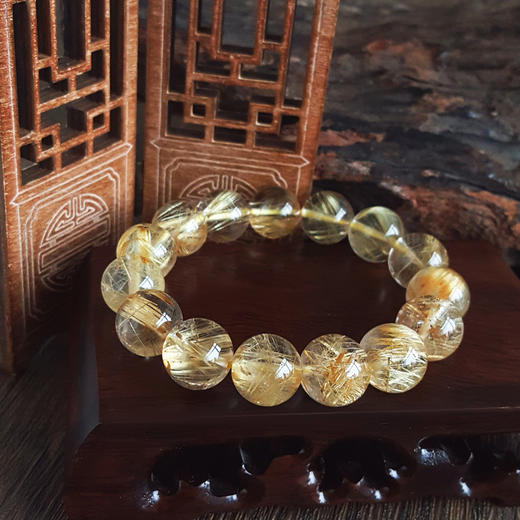 【天然正品】天然约13.6MM金发晶猫眼（招财）圆珠手串13.6MM（皆取最大值）中性071025NJS12 商品图5