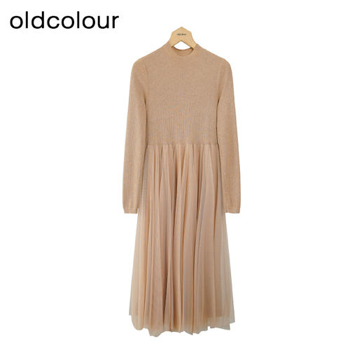 oldcolour冬季气质百搭优雅网纱针织连衣裙两件套女P451002A1 商品图2