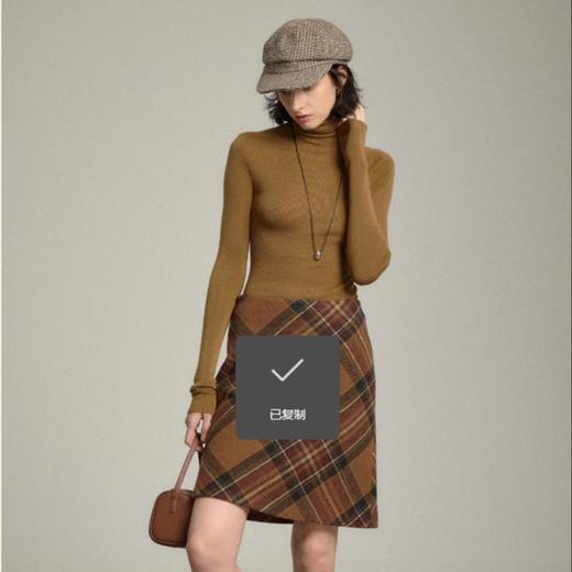 【à perles】 复古''格''调 100%羊毛格纹小A字斜裁高腰显瘦毛呢半裙 商品图5