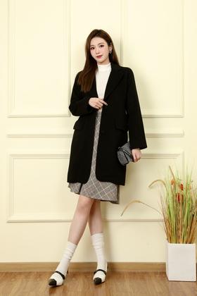ELLA JADE 黑色宽松款呢子大衣外套 17827