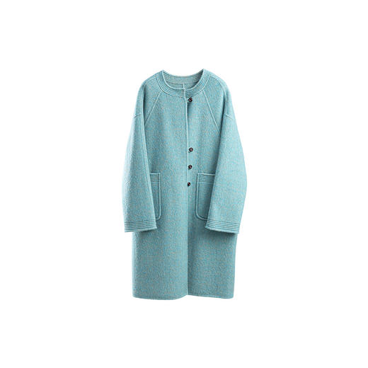 绽放753朵/湖畔·绵羊毛兔毛花纱设计感双面呢大衣中长款毛呢外套 商品图4