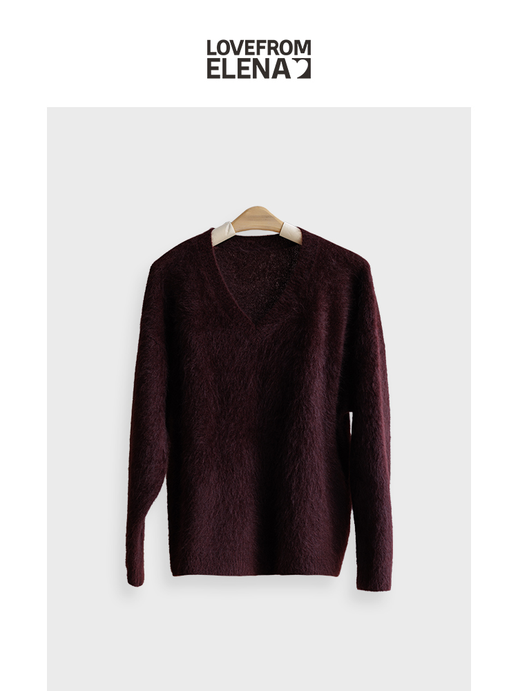 奢感牦牛绒 松弛感 V领针织毛衣