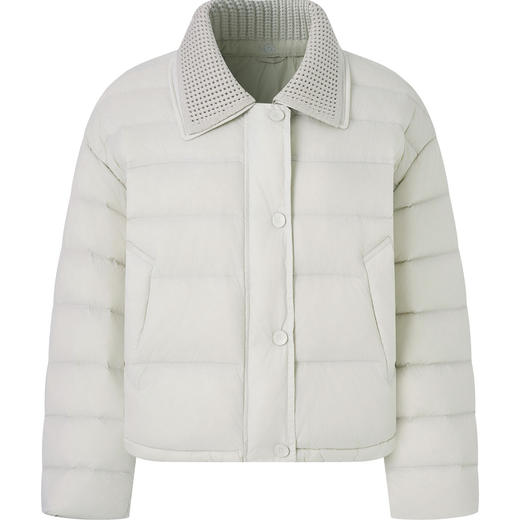 「高货wl」全新升级【铂金会员441/天猫599/差价158】(64550)洛诗琳撞料翻领90白鸭绒羽绒服2025冬季云朵泡芙保暖外套 商品图3