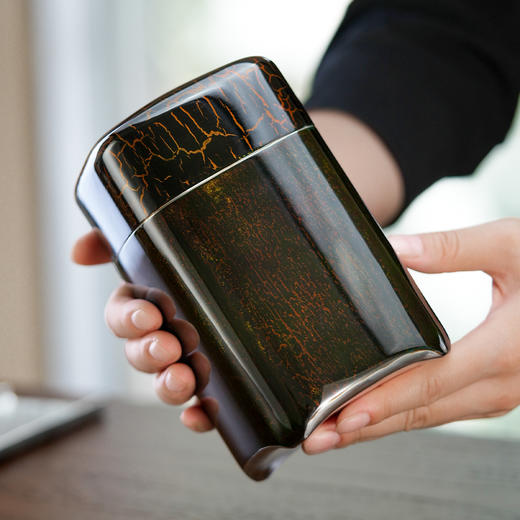 斑锡龙锡罐幽篁茶仓大漆戗金纯锡中号密封茶叶罐储茶罐手工锡器 商品图1