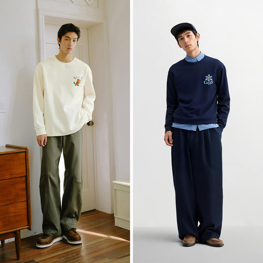 森马长袖T恤男秋冬涂鸦印花情侣装肌理感内搭上衣2025新款打底衫 商品图4