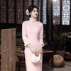 复合超柔年轻少女款旗袍，复古国风素雅中式加绒长袖旗袍GX-23024 商品缩略图1