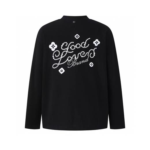 D110751小花标语字母logo情侣圆领长袖T恤 商品图11