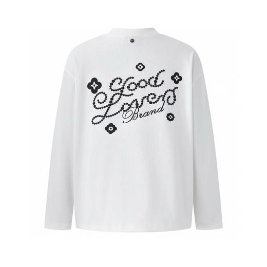 D110751小花标语字母logo情侣圆领长袖T恤 商品图9