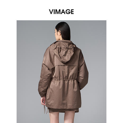 VIMAGE纬漫纪工装风腰部抽绳大口袋设计休闲时尚棉娄V2410102 商品图4