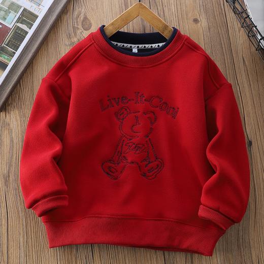 110-170加厚！加绒卫衣刺绣假两件秋冬保暖卫衣 小立领 商品图2