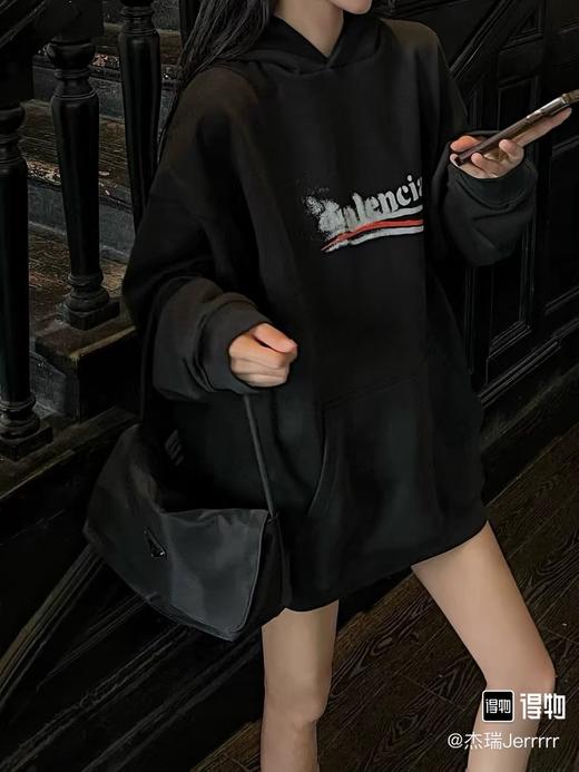 D110792模糊可乐字母印花帽衫卫衣常规版型男女同款 商品图10