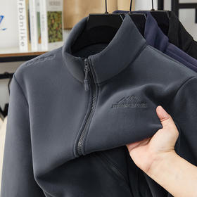 秋冬新款奥粒绒男士立领开衫加绒休闲卫衣外套加厚保暖摇粒绒夹克