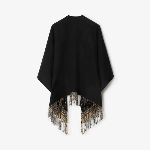 【一】BURBERRY 巴宝莉 女士双面两穿格纹羊毛披肩 黑色 8077897 A1189 商品图1