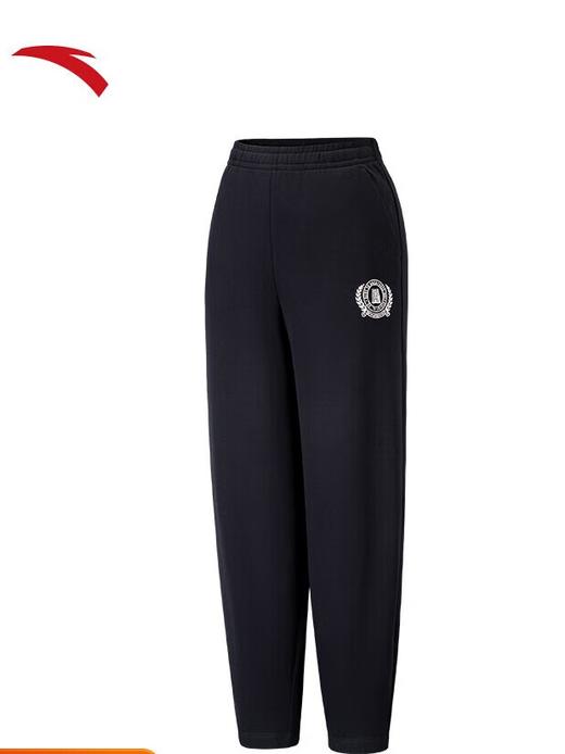 安踏加绒针织运动裤 女秋冬新款高腰宽松保暖收口休闲卫裤162548304N 基础黑-3 商品图0