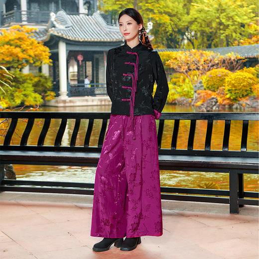 【秋季新品套装】竹烟波月提花阔腿裤 | 新中式设计 | 现货加急发 商品图6