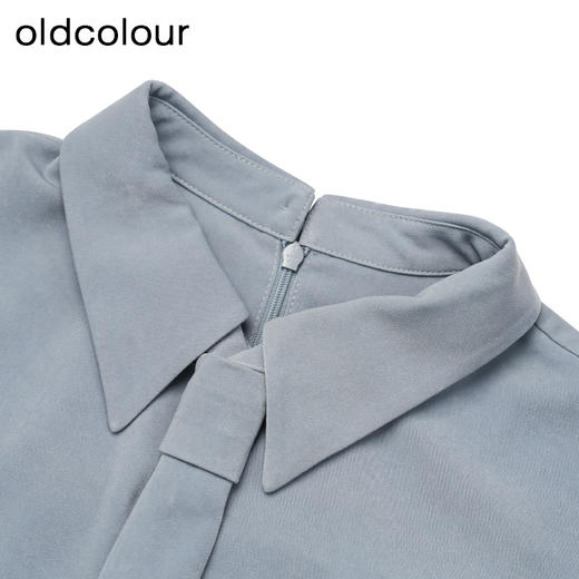 oldcolour冬季新品纯色方领时尚通勤长袖套头衬衫女P420104A1 商品图2