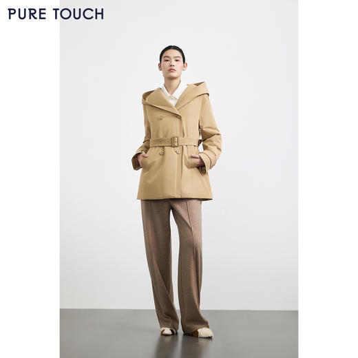 商场同款PURE TOUCH女装25秋冬新款连帽白鹅绒羽绒服中长款鹅绒服 商品图3