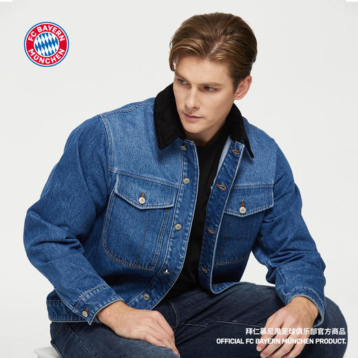 【官方正版】拜仁足球俱乐部丨秋季新款深蓝牛仔夹克休闲百搭外套 商品图1