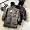 D110788男装黑色宽松休闲中长款立领连帽棉服外套 商品缩略图0