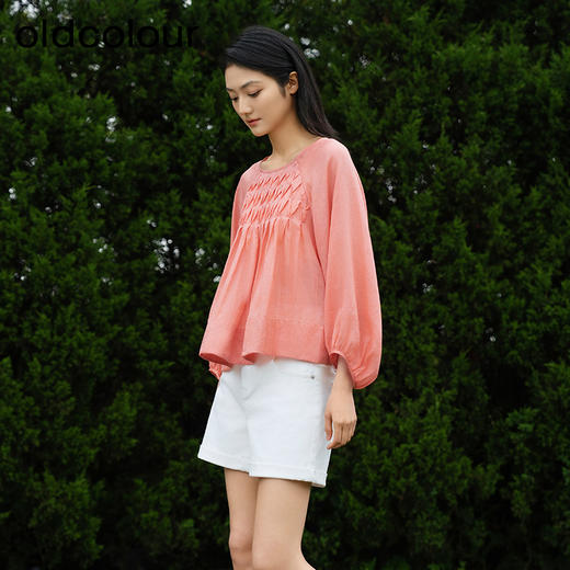 oldcolour初夏新款设计感气质百搭宽松短款长袖衬衫女HQ220108A1 商品图3