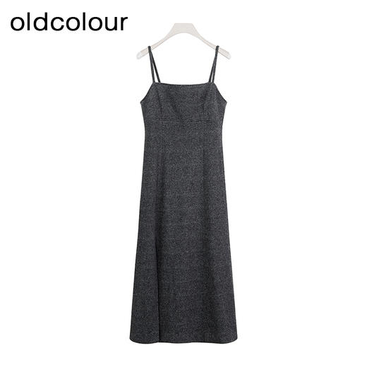 oldcolour商场同款春秋款纯色优雅气质吊带连衣裙女P411005A1 商品图0