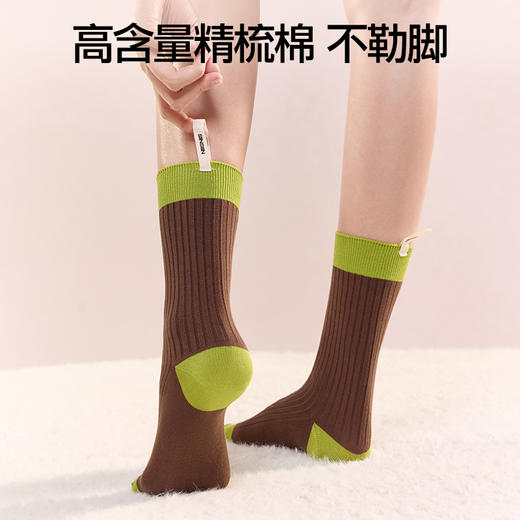 SIINSIIN中筒袜子女款纯棉2025新款爆款运动吸汗防臭秋冬拼色长袜 商品图1