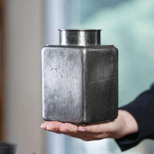 斑锡龙锡罐清风茶仓复古纯锡茶叶罐密封储茶罐手工锡器 商品图4