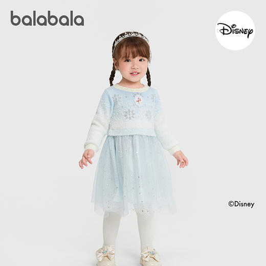 【迪士尼IP】巴拉巴拉balaOne儿童连衣裙女2025冬新款针织网纱裙 商品图0
