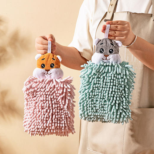 摩登主妇雪尼尔擦手巾挂式可爱厨房卫生间吸水加厚高颜值儿童毛巾 商品图0