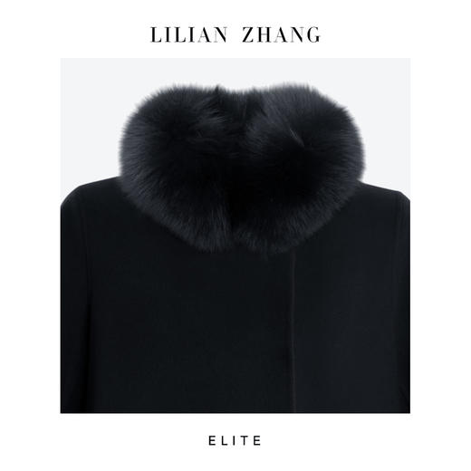 定制—静奢风—温莎雅绒—狐狸毛羊绒斗篷式中长款毛呢大衣  2506012 商品图4