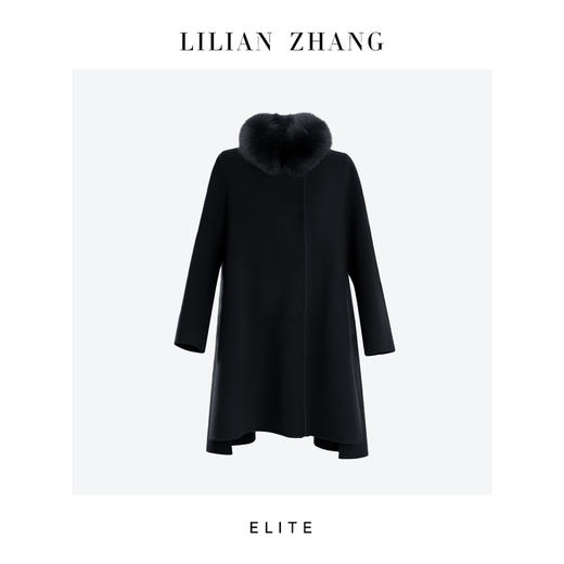 定制—静奢风—温莎雅绒—狐狸毛羊绒斗篷式中长款毛呢大衣  2506012 商品图1