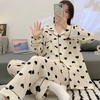 希燕茵春秋长袖泡泡布棉睡衣女皱布开衫爱心休闲直播韩国家居服套装XY0002★ 商品缩略图4