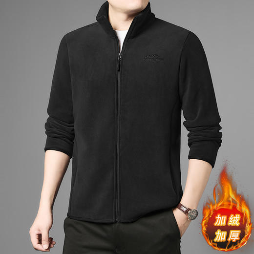 秋冬新款奥粒绒男士立领开衫加绒休闲卫衣外套加厚保暖摇粒绒夹克 商品图5